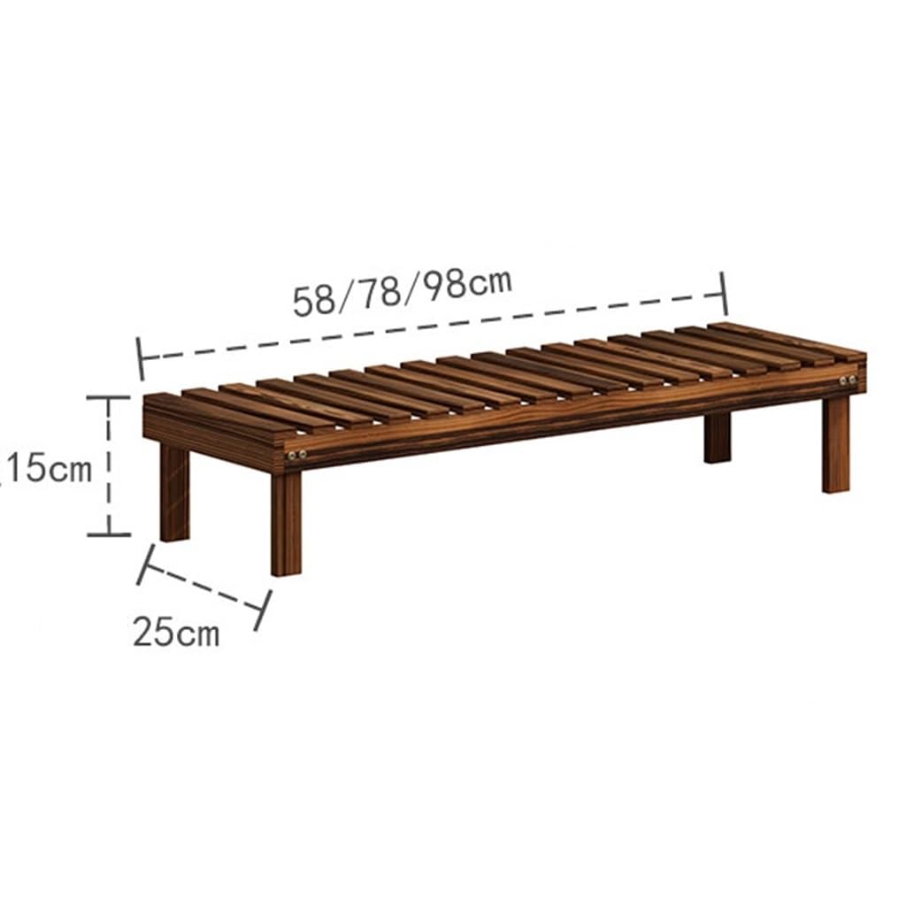 Garten Stufenhölzerner Blumenständer Balkongrünpflanzenständer Wohnzimmerblumentopfständer Gartendekorationsständer (Color : Brown, Size : 98x25x15cm)