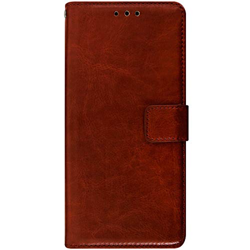 Image of Amazon Brand - Solimo Flip Leather Mobile Cover (Soft & Flexible Back case) for Mi Redmi Note 7 Pro (Brown)