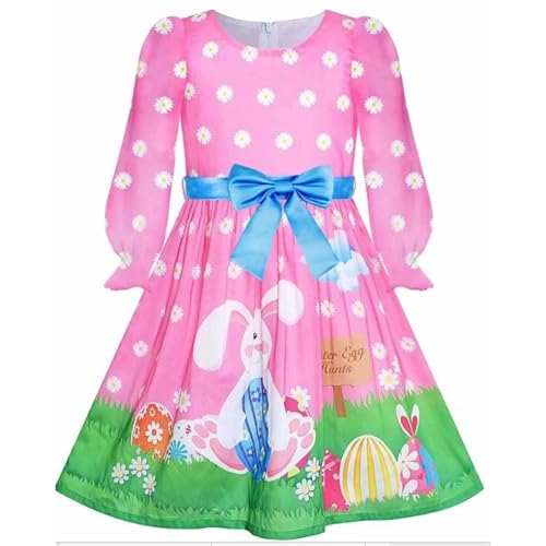 Girls Easter Dress Kids Bunny Dress Children Easter Outfits Toddler Rabbit Printed Clothes 2-10 Years