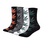 4 Pairs Pack Marijuana Weed Leaf Printed Cotton Athletic Sports High Crew Socks for Women Men (D-4 pairs)