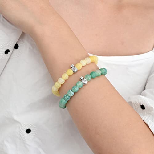 Softones 8mm Beaded Pineapple Bracelets for Women Men Best Friend Bracelet Stretch Charm Bracelets Gifts2