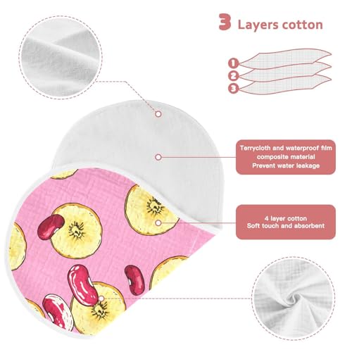 J JOYSAY Banana Bean Pink Baby Burp Cloths for Boys Girls Large 22''x11'' Cotton 4 Layer Baby Bibs for Baby Sensitive Skin one sizex13