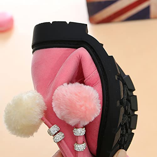 POLG Kids Girls Princess Shoes Fashion Bowkont Cotton Boots Slip-on Warm Shearling Winter Lightweight Snow Boots4