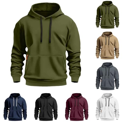 Hoodies for Men Lightweight Fleece Casual Drawstring Pullover Sweatshirts Solid Color Long Sleeve Hoodies with Pockets3