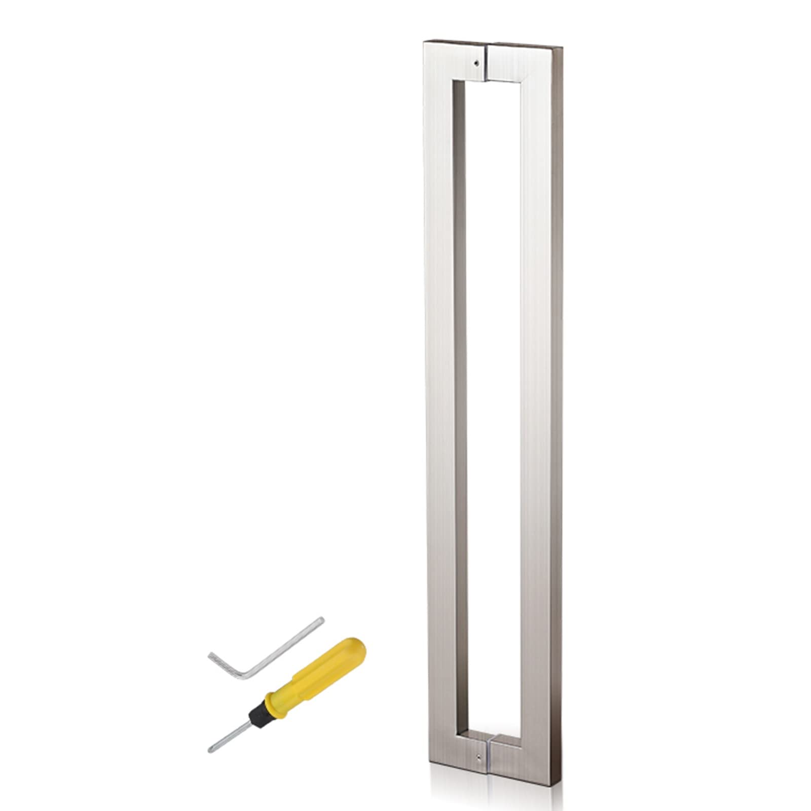 GYRAZXS ty Stainless Steel Door Handles for Interior & Exterior Durable Sliding & Bathroom Shower Door Handles with Fittings 100cm/39 Silver Finish