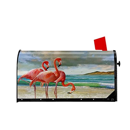 Couverture aimantée pour boîte aux lettres étanche motif flamants roses