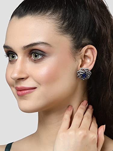 Image of Karatcart Women Green American Diamond Stud Earrings
