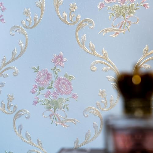 Image of wolpin Non-Woven Wallpaper Non-Adhesive (53 x 950 CM) (Rose Design) | Textured Damask & Roses Design Wallpaper | Light Blue Decorative Wall Covering for Home Interior (54.18 Sq Ft)
