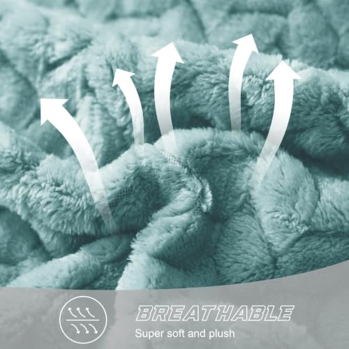 Image of Exclusivo Mezcla Fleece Throw Blanket for Couch Sofa, 50 inchx70 inch, Celadon