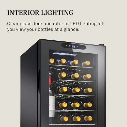 Image of Wine Enthusiast 24-Bottle Compressor Wine Cooler w /Upright Bottle Storage - Freestanding 2.4 Cu. Ft. Wine Refrigerator, LED Digital Control Panel, Energy-Efficient Cooling of 41-64F