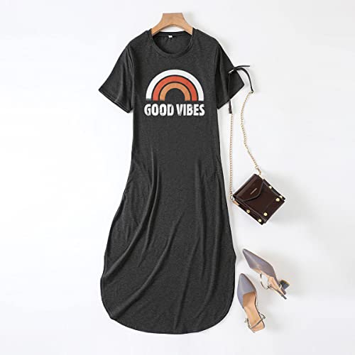 Good Vibes Rainbow Graphic Dress Womens Sleeveless Pocket Maxi Dress Hawaiian Beach Beach Tank Dress4