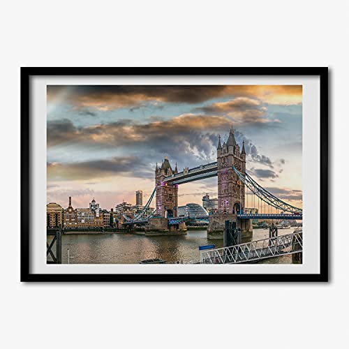 Affiche de Londres avec cadre photo en bois MDF 70x50 cm tableau décoratif