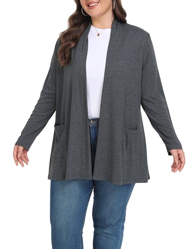 Image of Shiaili Long Plus Size Cardigans for Women Easy to Wear Open Front Clothing