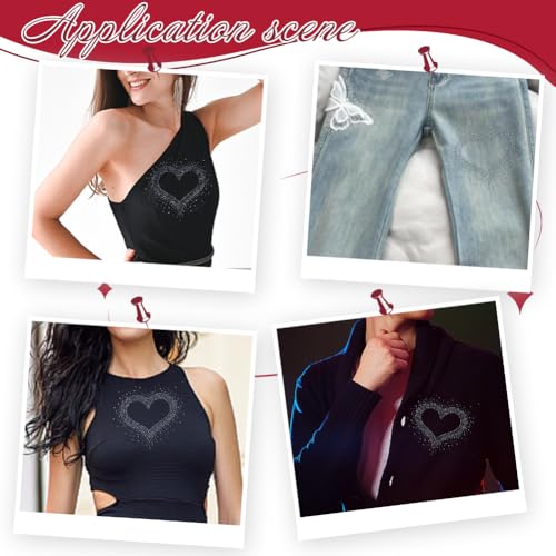 Patchs thermocollants strass cœur thermocollant vêtement customisation