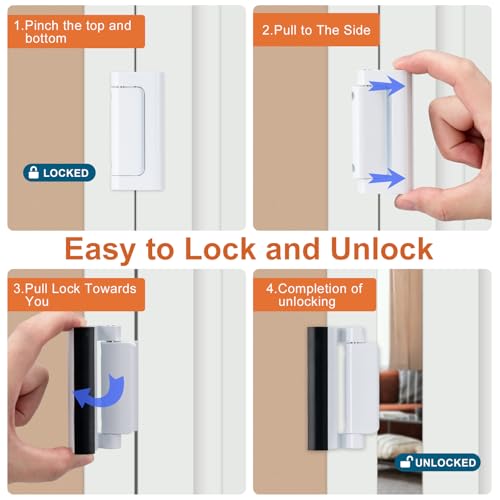 image for Husfunov 2 Pack Home Security Door Lock,Childproof Door Reinforcement 