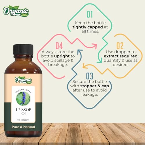 Image of Organic Zing Hyssop (Hyssopus Officinalis) Oil | Pure & Natural Essential Oil for Skincare, Massage, Aroma and Diffusers- 30ml /1.01fl oz