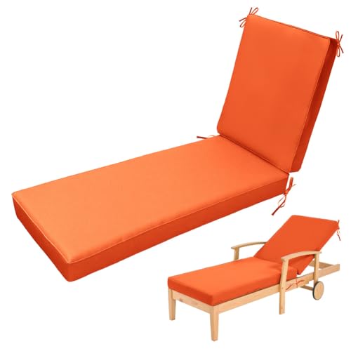 Aocase Colchoneta para Tumbona de Exterior Impermeable Cojín Plegable Comfortable Colchón para Tumbona con Funda extraíble para Jardín, Piscina y Terraza,Naranja,203x66x10cm