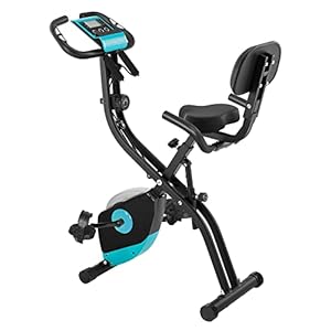 SONGMICS Fitnessgeräte für zu Hause, Heimtrainer, Hometrainer, Sportgeräte zu Hause, klappbar, mit Widerstandsband, aufrechte Sitzposition und halbliegende Trainingsposition, schwarz-blau SEB014Q01