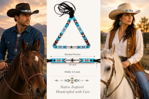 Image of Cowboy Western Beaded Hat Band Rodeo Style Handmade