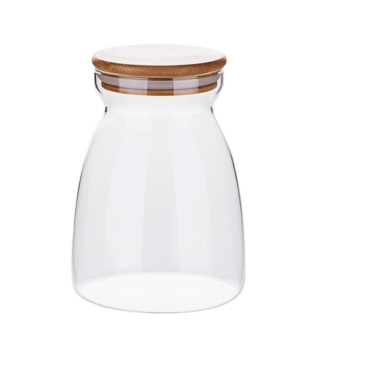 ZNJAMN 1PCS Wood Lid Glass Airtight Canister Food Container Tea Kitchen Storage Bottles Jar Sealed Grounds Jars Organizer for Pickling(L11.5 * 17cm)