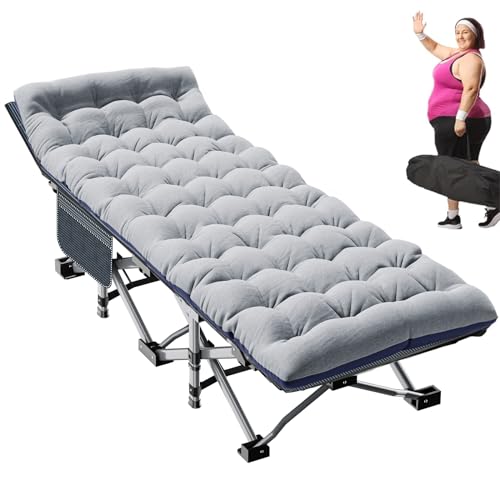 CAMPELLE Folding Camping Cot,Double Layer Oxford Portable Travel Camp Cots,Portable Sleeping Bed Cots for Camp Office Use Outdoor Cot Bed for Traveling