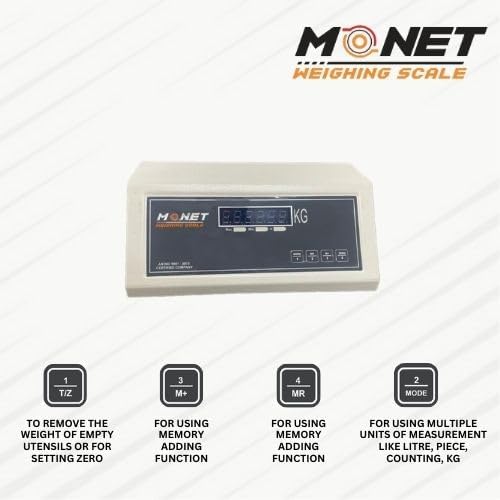 Image of MONET Platform Weighing Scale | Green Display Light | For Industrial And Commercial Use | Size 400X400 MM | 150kg Weight Limit With 10g Accuracy