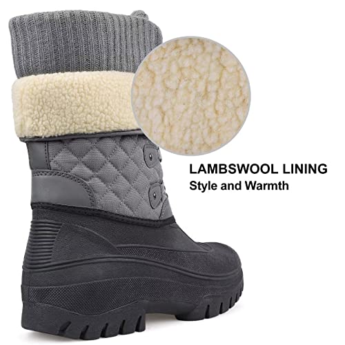 Knixmax Outdoor Winterstiefel Damen Warm Gefütterte Schneestiefel Winterschuhe mit wasserdichtem Obermaterial und rutschfesten Sohlen Geeignet für die Schneesaison im Winter Grau EU40