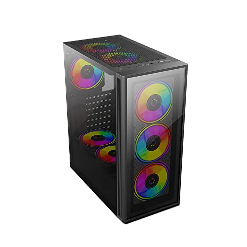 Image of Circle Elegantor X5 ARGB with 120 mm 4 RGB Fans, Front /Right - Tempered Glass, Water Cooling Support 120 /240 /360 mm, 325 mm Graphics Card, 160 mm CPU Cooler Height, 2 HDD /SSD