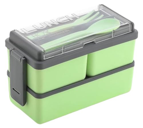 Attro Double Decker Plastic Lunch Box Comes with 3 Detachable Box, 2 Spoons & Stylish Lid BPA Free, Air Tight, Easy to Carry Ideal for Office, School & Oudoor-Pistachio Green (B0CL55MW42) Amazon Price History, Amazon Price Tracker