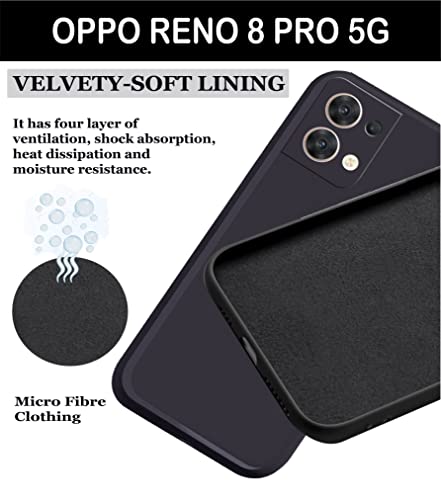 Image of A rtistque Liquid TPU Silicone Matte Shockproof Flexible with Camera Protection Soft Back Cover Case for Oppo Reno 8 Pro 5G - Black
