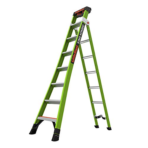 Little Giant Ladders, King Kombo, Industrial, 8 Ft. A Frame, 14 Ft. Extension, Ground Cue, V-bar, Fiberglass, Type 1AA, 375 lbs weight rating, (13814-071)