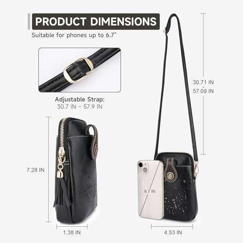 Image of KITEVIUN Small Crossbody Bags for Women, Lightweight Mini Cute Cell Phone Purse for Women with Tassel Shining Butterfly
