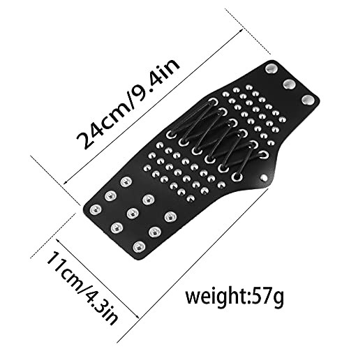 STWTR Men's Wide Cuff Wristband Punk Rock Motorcycle Wide Belt Leather Stainless Steel Rivet Wristband2