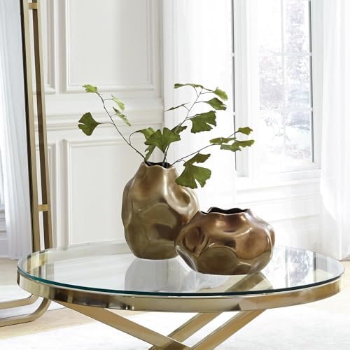 Howard Elliott Matte Bronze Abstract Ceramic Vase for Flowers, Modern Glossy Rustic Design Decorative Flower Vase for Weddings, Floral Arrangements & Decoration, Large, 12 x 10.5 x 12 Inch