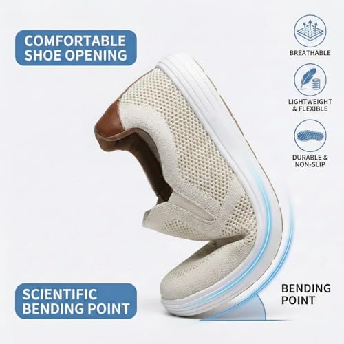 Image of konhill Mens Slip On Loafers Sneakers - Casual Knit Walking Shoes for Men, Lightweight Breathable Memory Foam Boat Shoes, Comfortable Slip-On Driving Loafers for Work Travel Beach