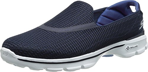 Skechers Performance Women's Go Walk 3 Slip-On Walking Shoe, Navy/White, 9 XW US