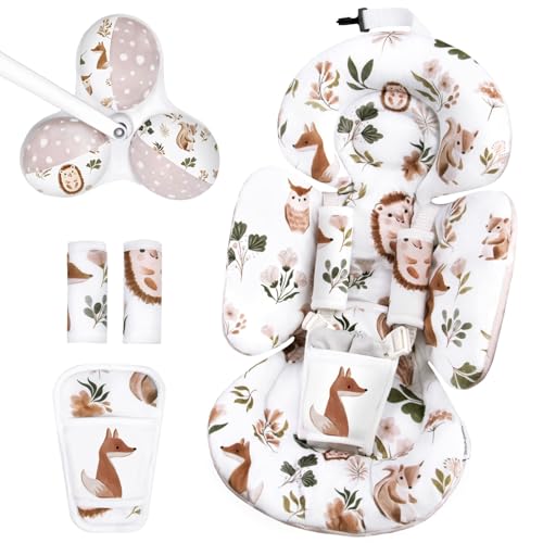 Image of Sweetwavet Infant Insert Compatible with 4moms Mamaroo Swing and Infant Carseat, Including 3 Replacement Balls, Reversible Newborn Insert for Baby Swing, Stroller, Bouncer, Soft Fabric - Leaf