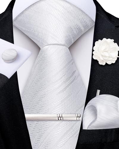 Image of DiBanGu Silk Pre-tied Ties for Men Formal Adjustable Necktie Set | 6PCS,Zipper Tie,Pocket Square,Cufflinks,Tie Clip & Lapel Pin,Wrinkle-Resistant,Premium Gift Box,Formal Business Wedding Party