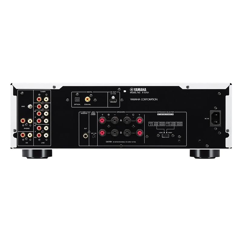 Image of Yamaha A-S701 Amplifier Bundle w /AudioQuest Jack Russell Cable (Silver) | Integrated amplifier with 100W x 2, optical /coaxial inputs, Pure Direct and AudioQuest Jack Russell 4m subwoofer cable