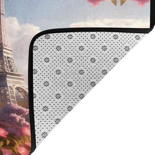 Tapis de sol doux Tour Eiffel isolant pour grand salon moderne