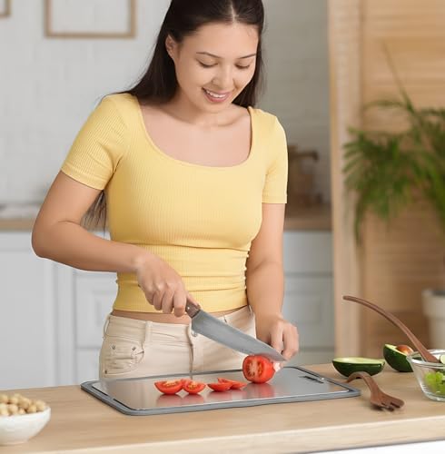 Tabla de Cortar Titanium 4 Piezas con Estera de Secado de Silicón y Paños para Cocina 36 x 25 cm miniatura 5
