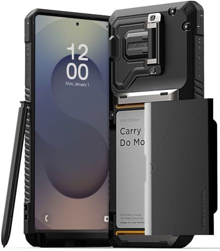 VRS DESIGN Damda Glide DuoGuard for Galaxy S25 Ultra Case (2025) Premium Sturdy Fully Covered Camera Lens Protection Cover Card Holder Wallet Case (Matte Black)