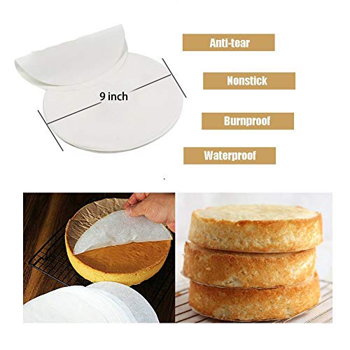 Parchment Paper Circles - Non Stick Cake Baking Paper Rounds Liners for Springform Pan, Cake Pan100pcs (9 inch)