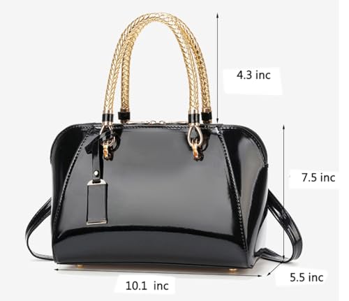 Patent Vegan Leather Top-handle Purse Shiny Handbags Crossbody Satchel Purse Elegant Shoulder Bag2