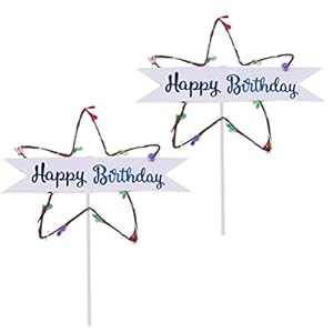 PRETYZOOM 2 stks Gelukkige Verjaardag Cake Toppers LED Verlichte Star Cake Picks voor Baby Douche Party Accessoire…