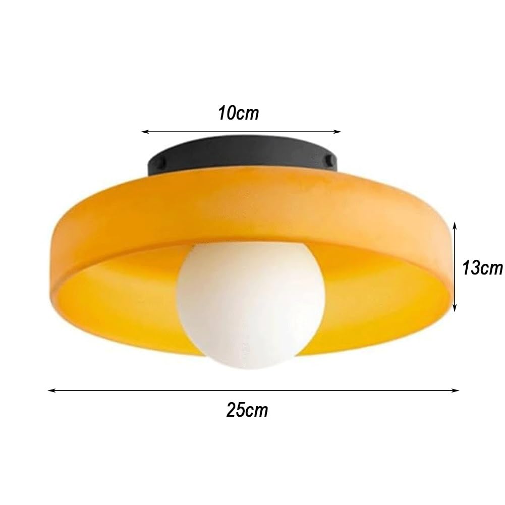 Nowoczesna lampa sufitowa z pomarańczowego szkła w dużym rozmiarze do salonu, biura, jadalni, w stylu nordyckim, prosta okrągła lampa ścienna, półwpuszczana, w pobliżu korytarza lub sypialni.