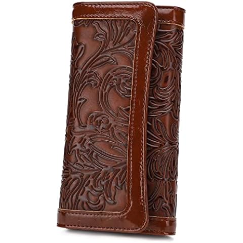 MEITRUE Women's Wallet Leather RFID Blocking Trifold Ladies Purse Embossed long Clutch Card Holder Phone Checkbook Organizer 2214 Cover