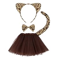 ACWOO Leopard Costume Set for Kids - 4PCS Animal Costume with Ears, Headband, Tail, Bow Tie - Fancy Cosplay for Halloween, Birthday, Party