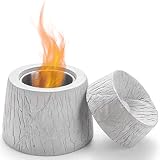 Lagute Tabletop Firepit with Stainless Steel Inside Wall, Concrete Volcano Fireplace, Rubbing Alcoho