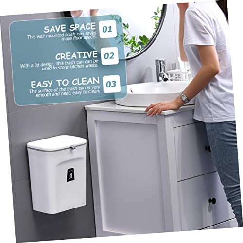 Caneca de basura rectangular de pared de plástico blanca miniatura 2